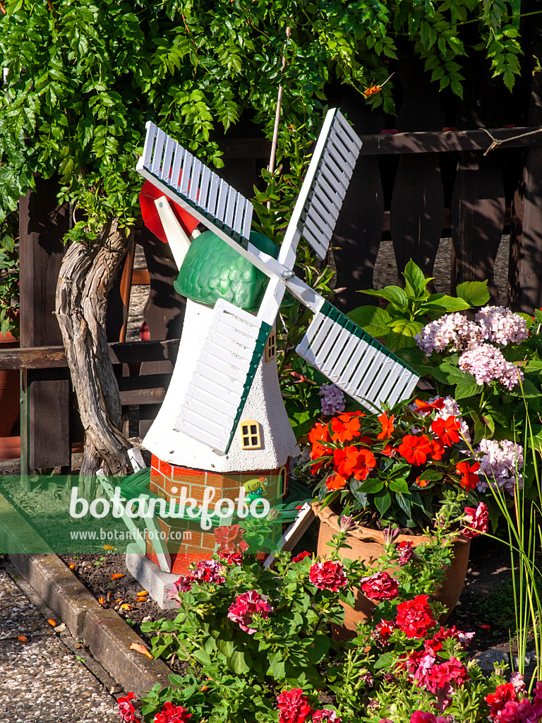 441012 - Kleine bunte Windmühle in einem Blütengarten