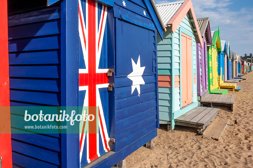 455179 - Beach hut with Australian flag, Brighton, Australia