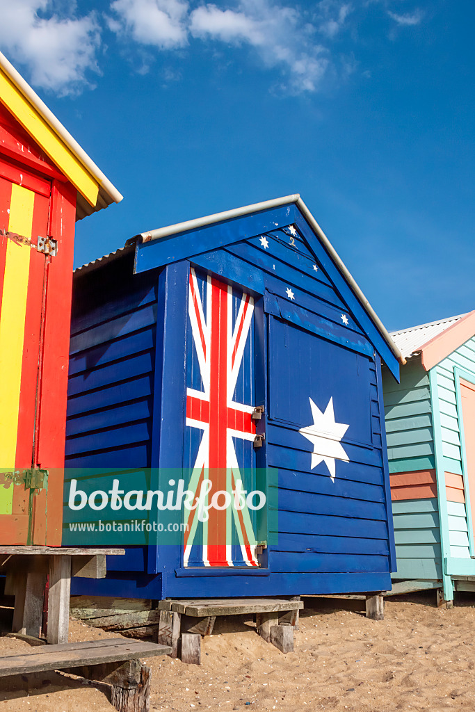 455181 - Beach hut with Australian flag, Brighton, Australia