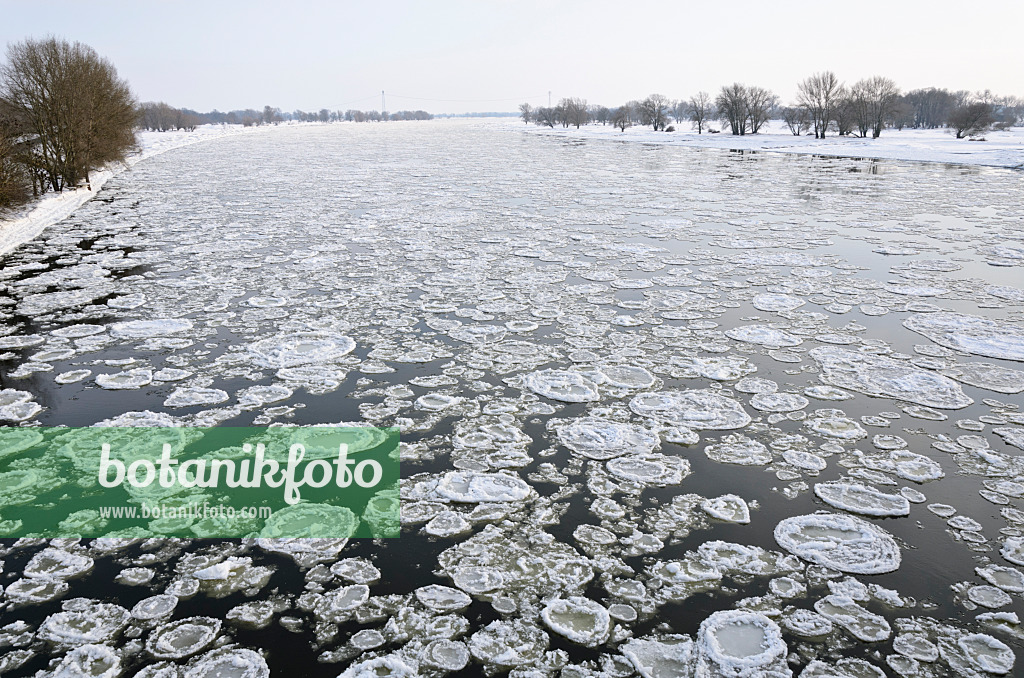 505046 - Drifting ice on Elbe River, Flusslandschaft Elbe Biosphere Reserve, Germany