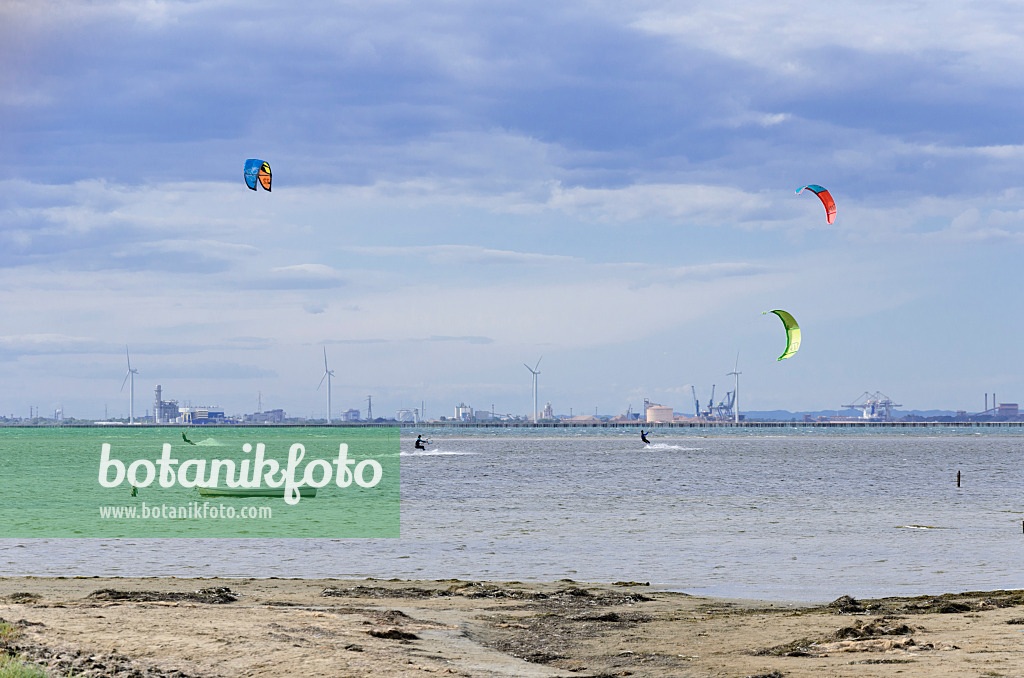 557074 - Kitesurfers, Camargue, France