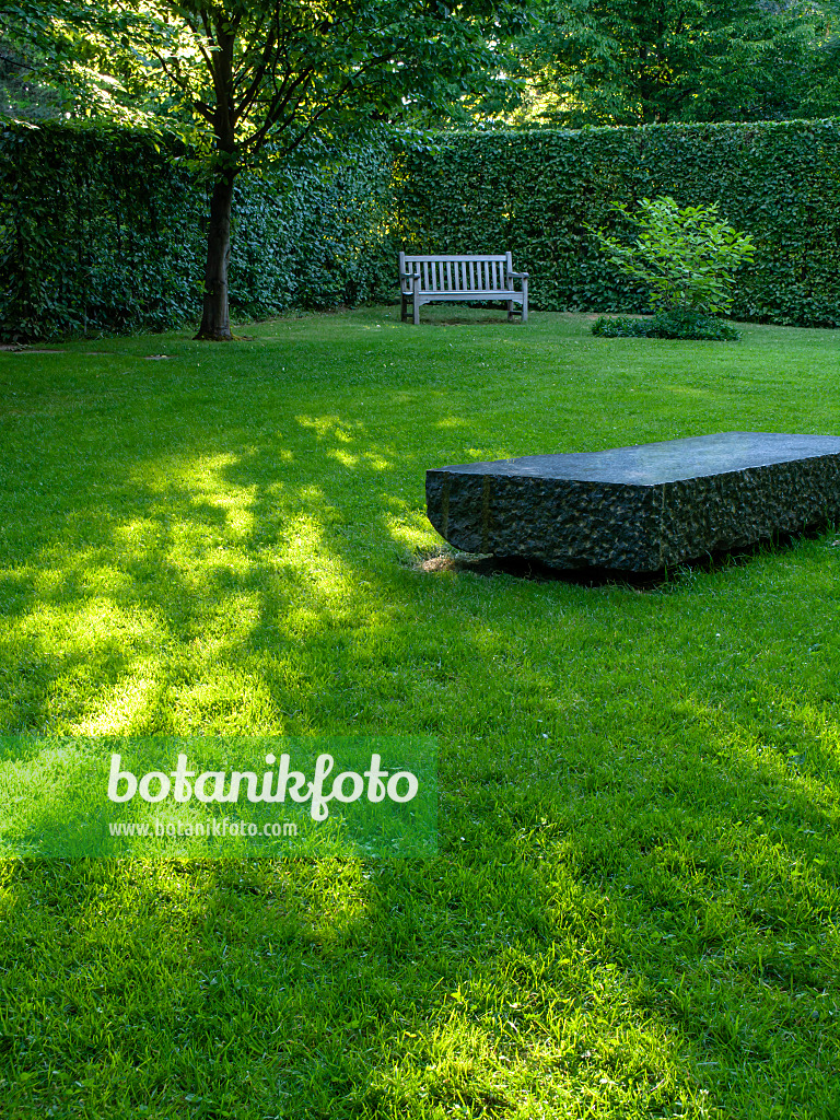 461158 - Lawn with stone bench