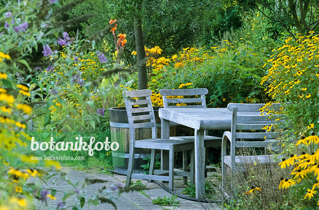 440179 - Seating area in a perennial garden