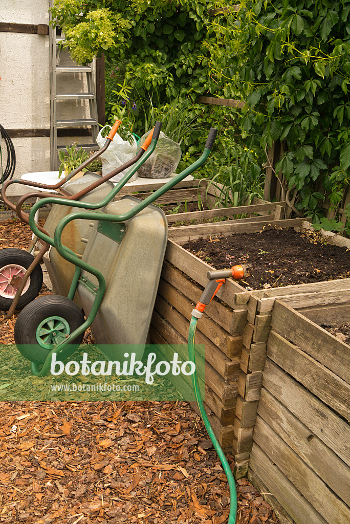 545068 - Wooden compost bin with hand barrows