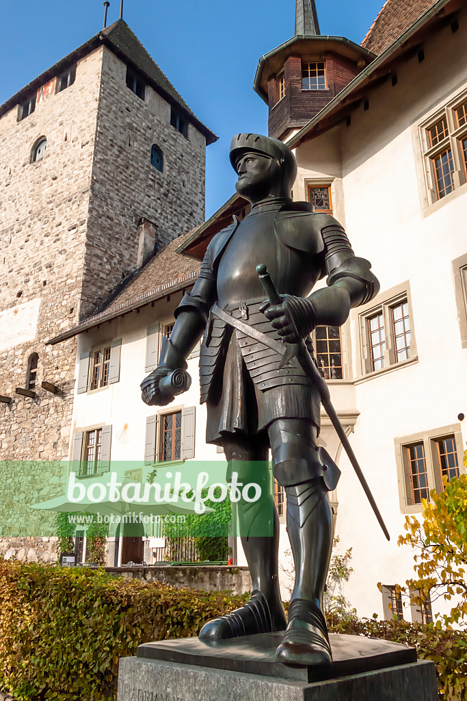 453117 - Château avec monument du chevalier Adrian von Bubenberg, Spiez, Suisse