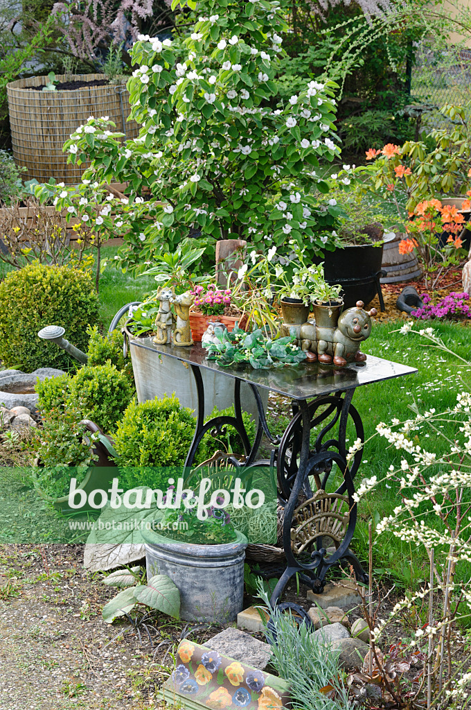 472020 - Décoration de jardin avec une vieille machine à coudre