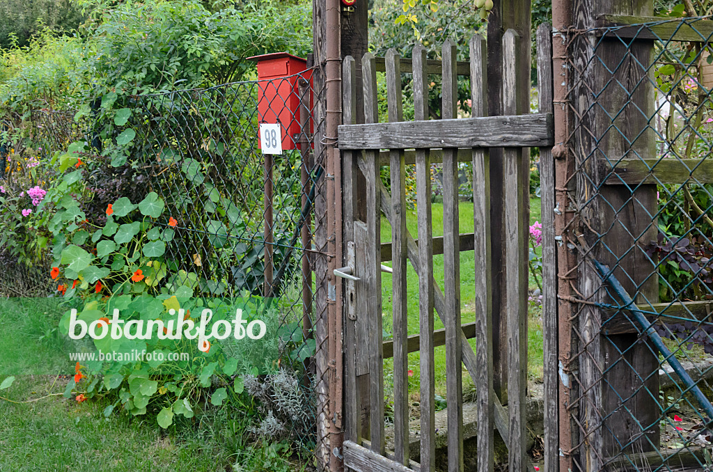 524086 - Porte de jardin en bois d'un jardin familial