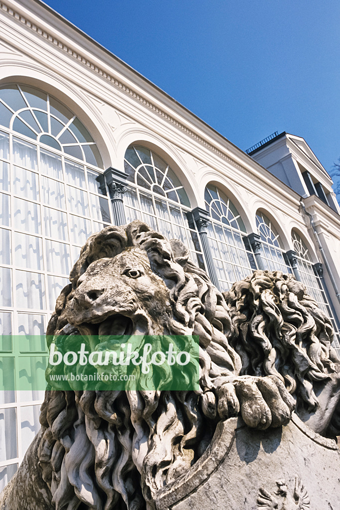 377031 - Sculptures de lion et orangerie, Putbus, Rügen, Allemagne