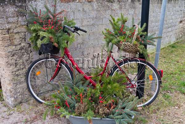 528001 - Fahrrad mit winterlicher Dekoration