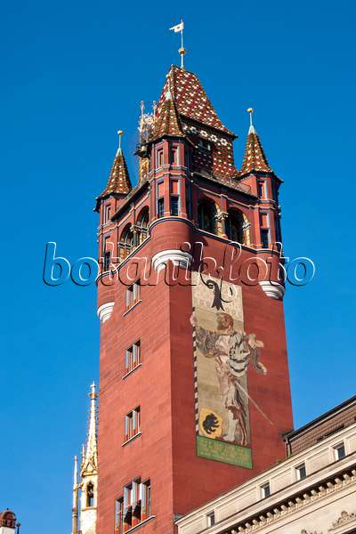 453196 - Rathausturm mit Bildnis des Hans Bär, Basel, Schweiz