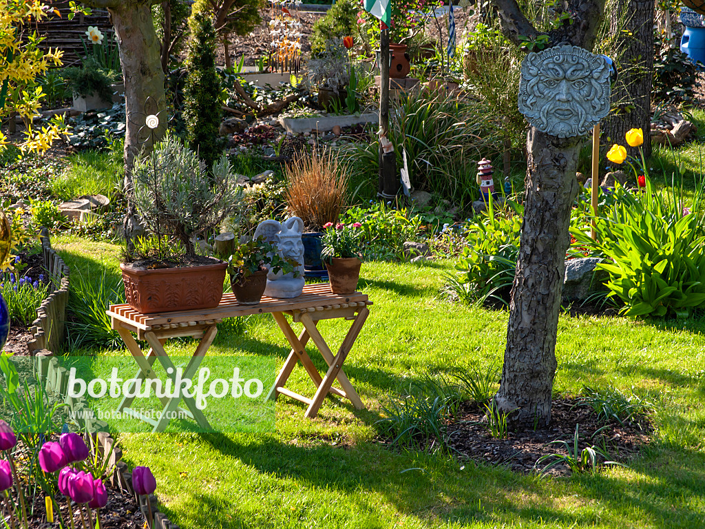 424144 - Allotment garden with potted plants