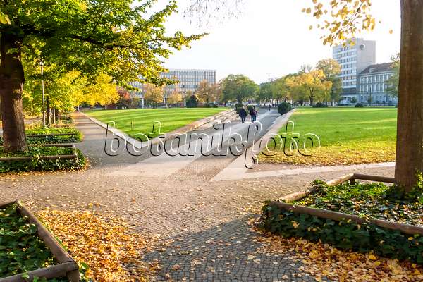 465138 - Architecture moderne avec de grandes pelouses et des rangées d'arbres, Platz der Einheit, Potsdam, Allemagne