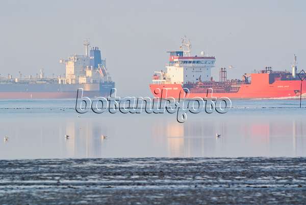 525104 - Container ships at Elbe River Mouth near Cuxhaven, Germany