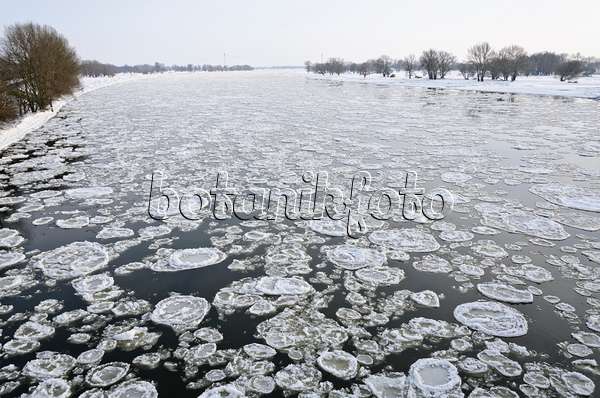 505046 - Drifting ice on Elbe River, Flusslandschaft Elbe Biosphere Reserve, Germany