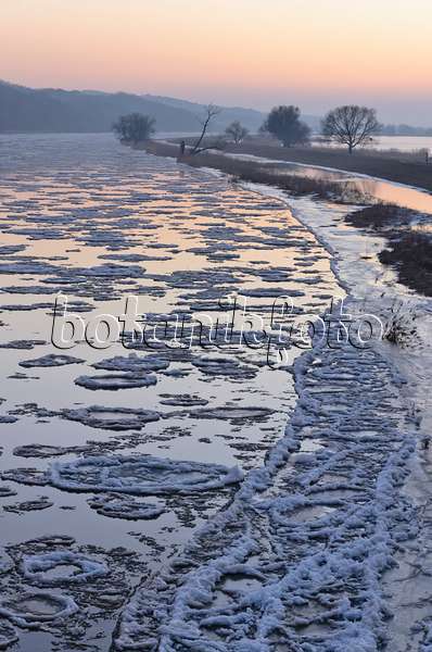 565015 - Drifting ice on Oder River, Lower Oder Valley National Park, Germany