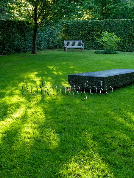 461158 - Lawn with stone bench