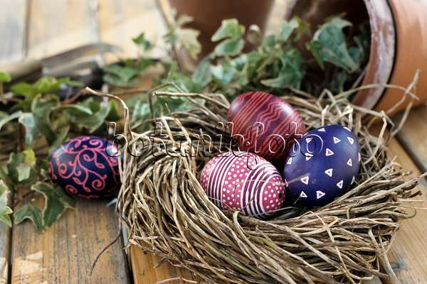 432052 - Painted Easter eggs in a nest