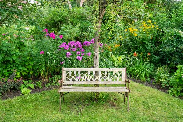 625044 - Perennial garden with bench