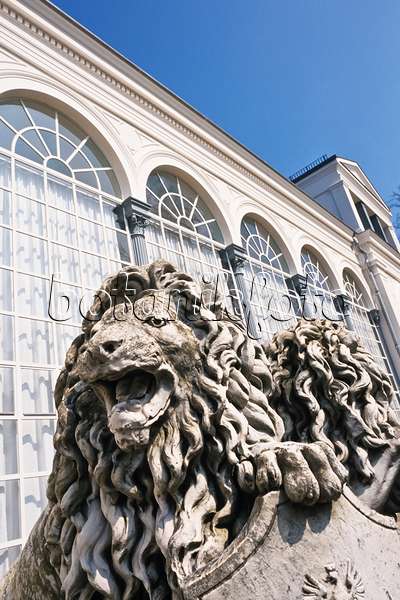 377031 - Sculptures de lion et orangerie, Putbus, Rügen, Allemagne