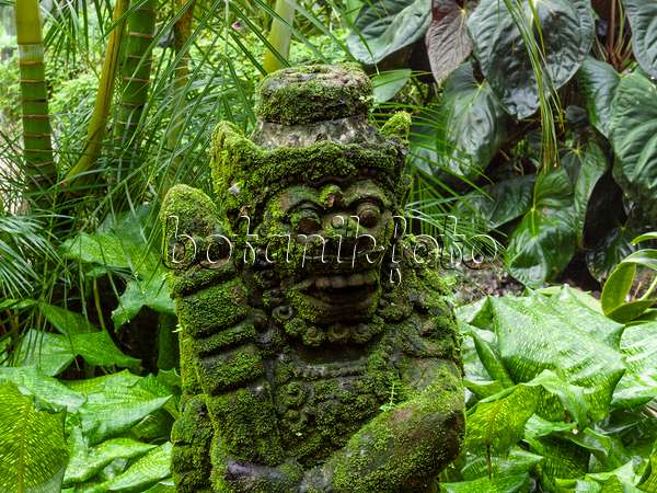 411193 - Tropical garden with sculpture, National Orchid Garden, Singapore