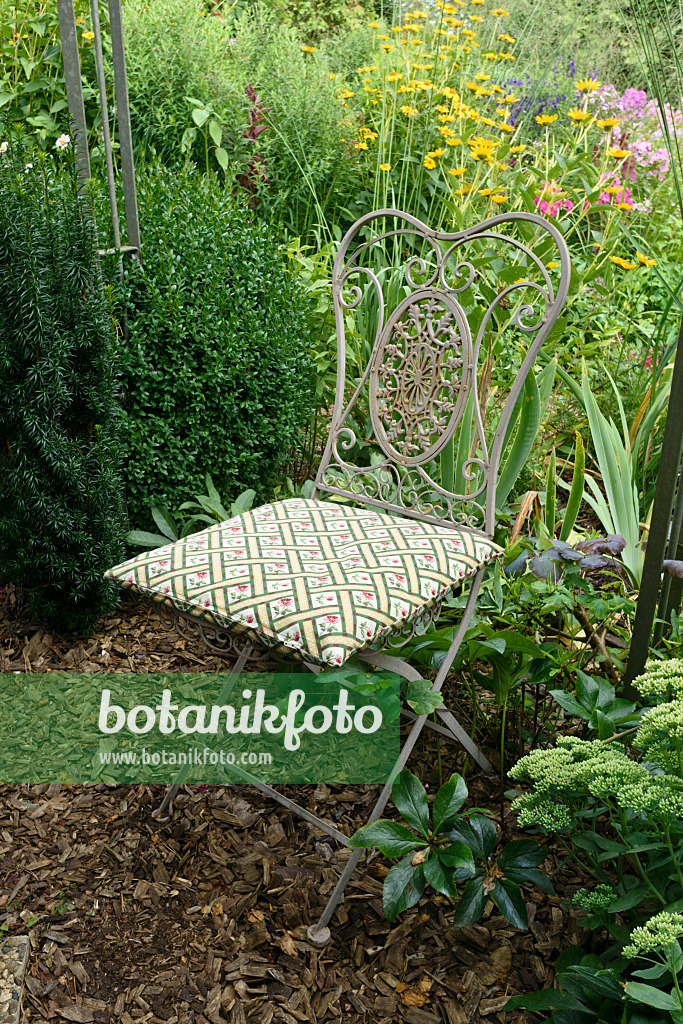 559081 - Chaise de jardin dans un jardin de plantes vivaces