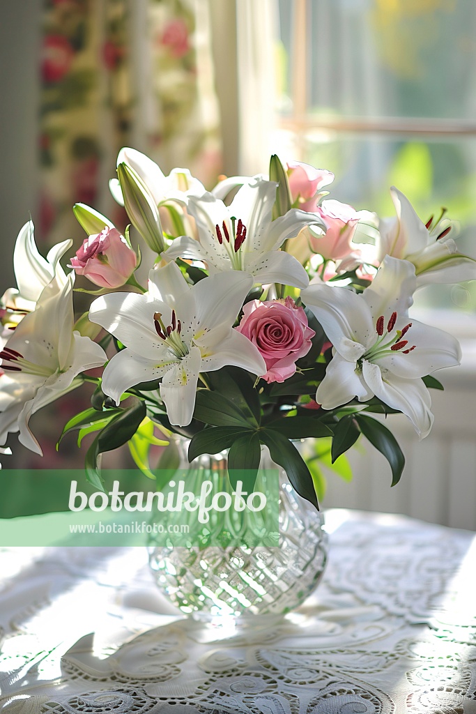 667047 - Elegant bouquet of lilies and roses