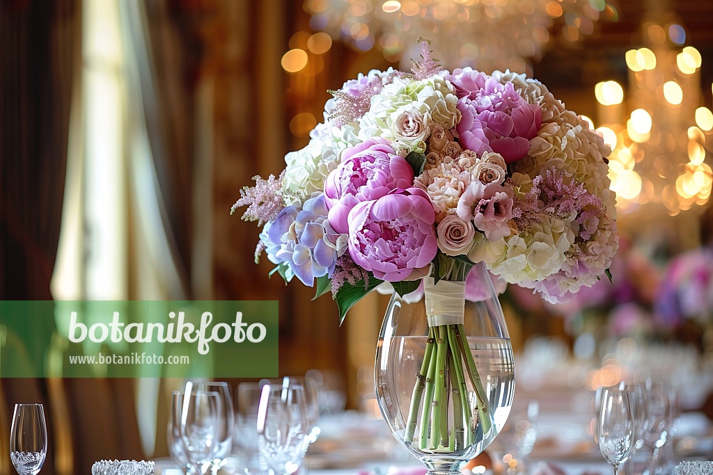 667048 - Elegant bouquet of peonies and roses in a vase