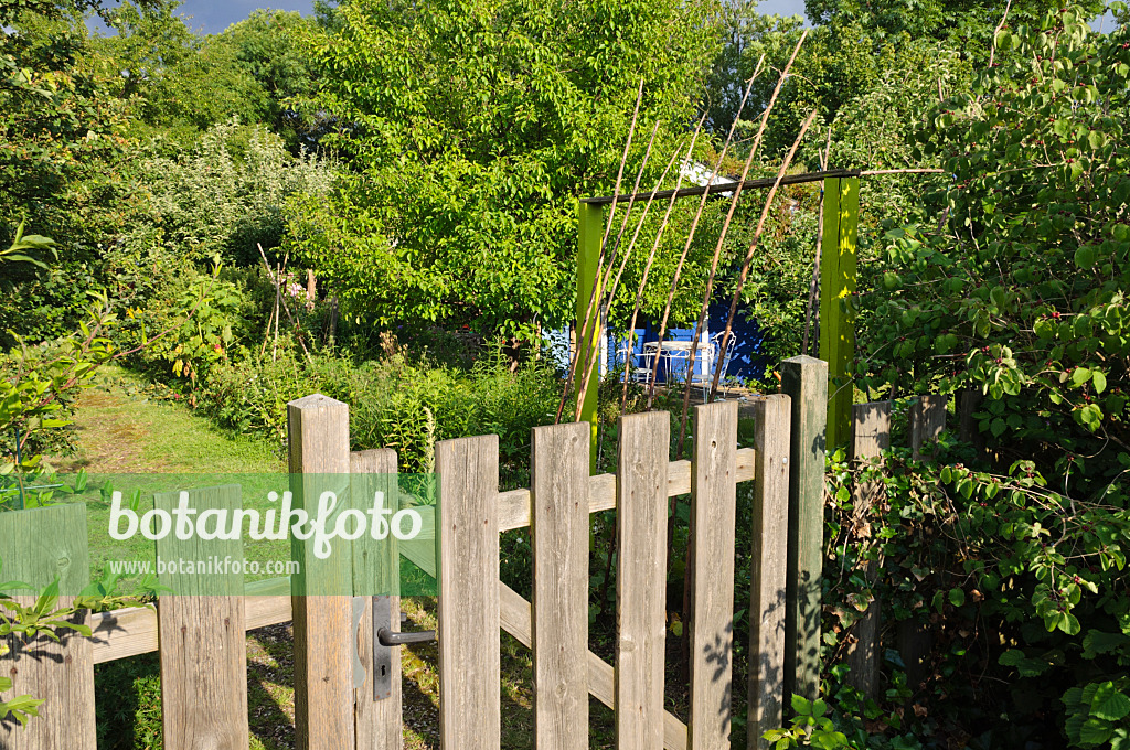 473290 - Porte de jardin en bois d'un jardin naturel