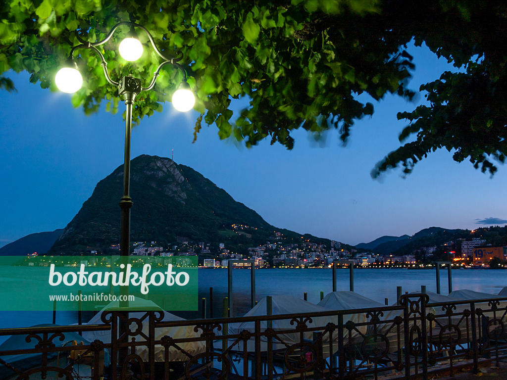 414068 - Promenade at Lago di Lugano with view of Monte San Salvator, Lugano, Switzerland