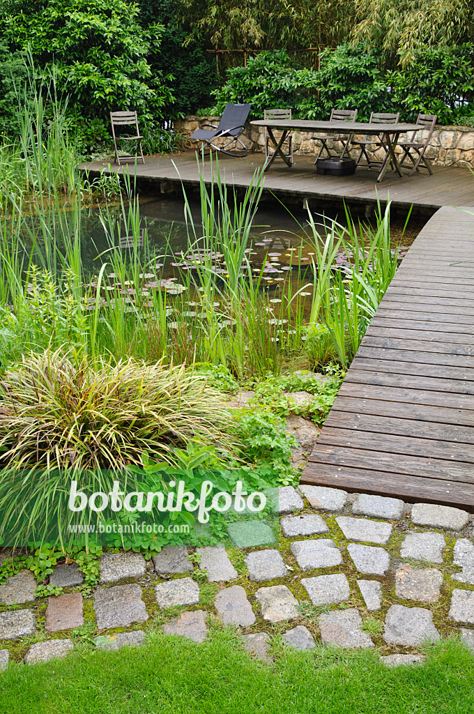 473135 - Swimming pond with wooden decking area