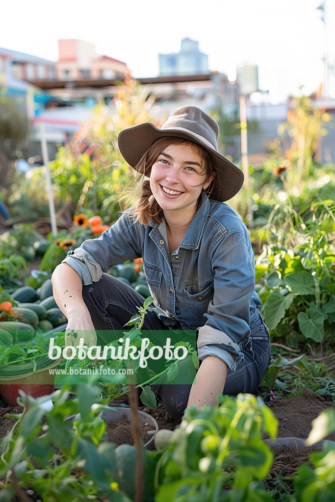 667008 - Young woman working in a vegetable garden