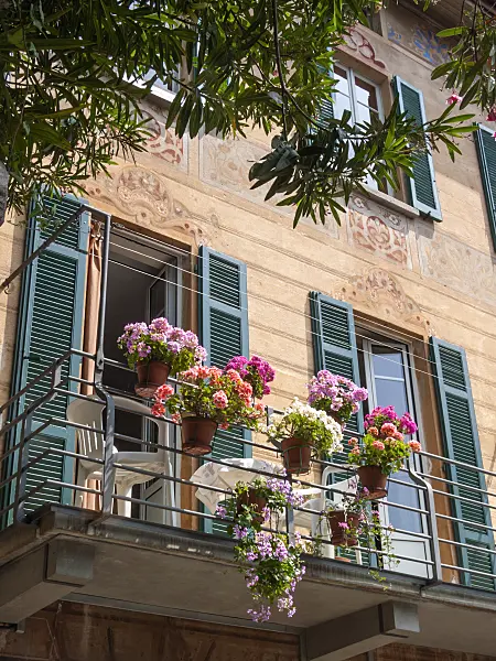 414078 - Balcony with flowers, Lugano, Switzerland