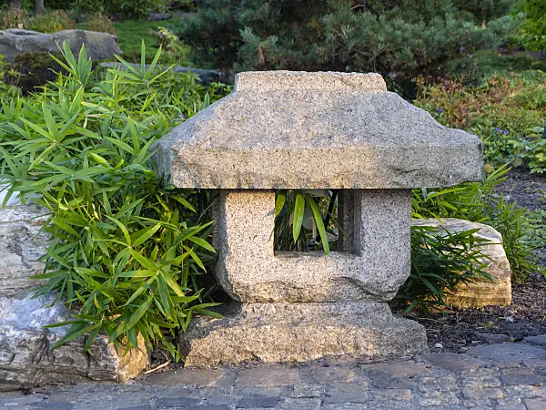 429054 - Bamboo in an Asian garden with stone lantern