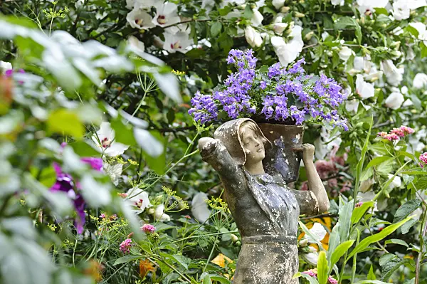 474377 - Bellflower (Campanula) with female figure
