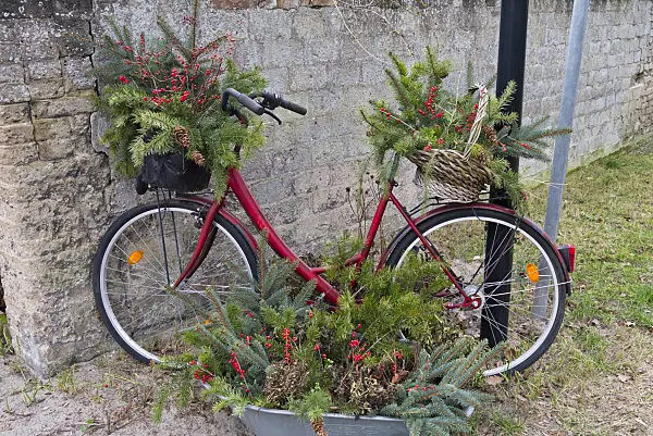 528001 - Bicycle with winter decoration