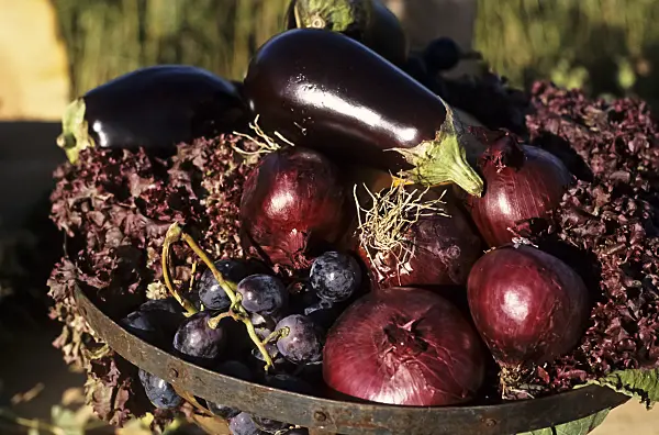 432017 - Bol avec oignons rouges et aubergines