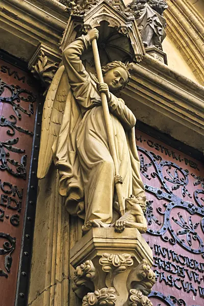 381074 - Cathedral door with archangel, Erfurt, Germany