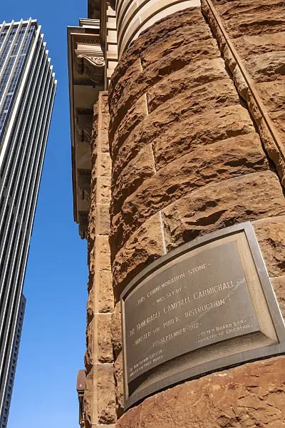 454214 - Commemorative stone at a building on Bridge Street, Sydney, Australia