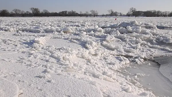 505032 - Drifting ice on Elbe River, Flusslandschaft Elbe Biosphere Reserve, Germany