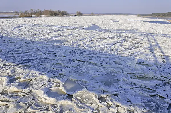 578011 - Drifting ice on Oder River, Lower Oder Valley National Park, Germany