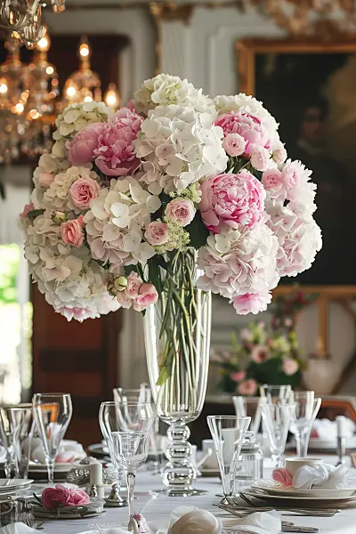667050 - Elegant bouquet of peonies and hydrangeas in a vase