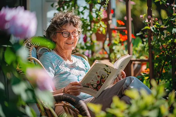 667052 - Femme lisant dans le jardin