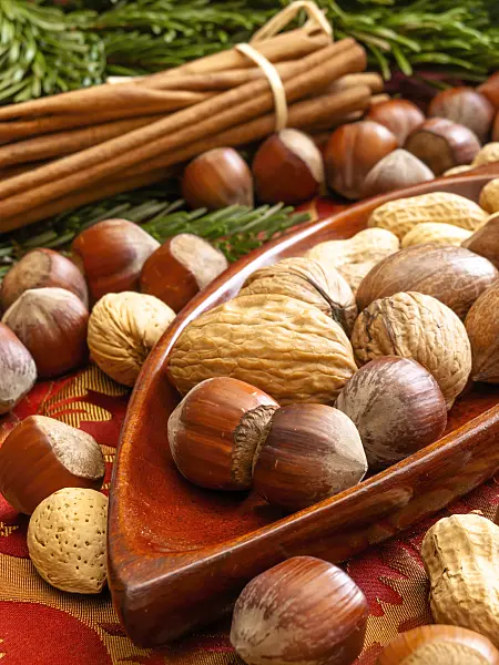 444059 - Filbert (Corylus maxima), English walnut (Juglans regia) and peanut (Arachis hypogaea)