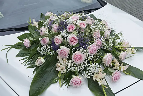 559023 - Flower bouquet with roses (Rosa) and gypsophilas (Gypsophila)