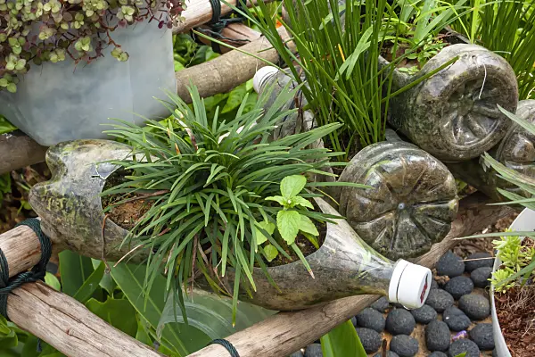 455411 - Flower pots made of used plastic bottles