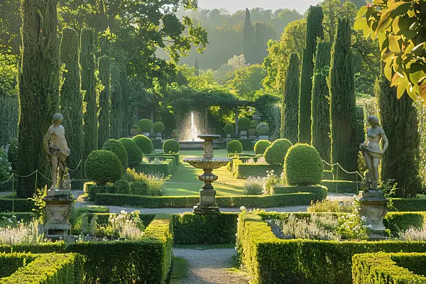 667062 - Französischer Garten mit Statuen, Hecken und Brunnen