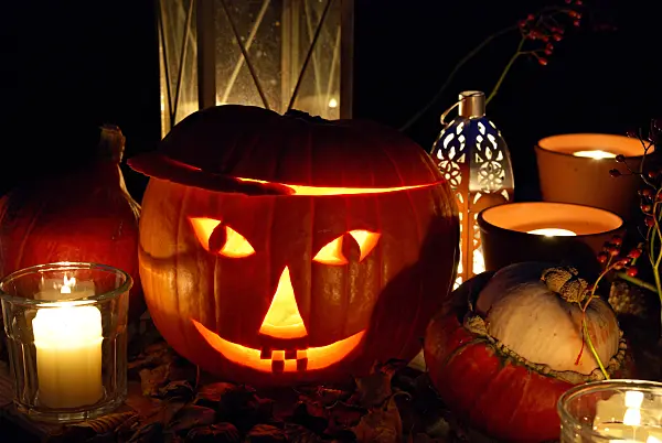 463080 - Halloween pumpkin with storm lamps