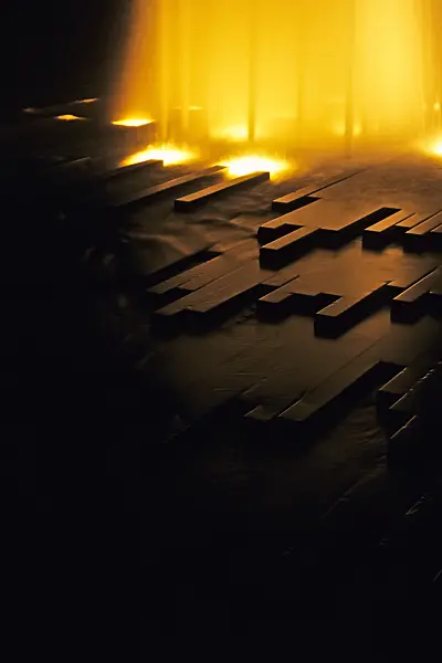 382009 - Modern fountain with evening sun falling into the spray, Lustgarten fountain, Berlin, Germany