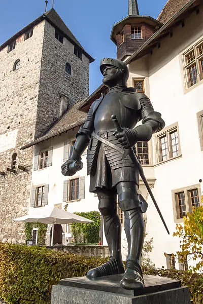 453117 - Palace with memorial of knight Adrian von Bubenberg, Spiez, Switzerland