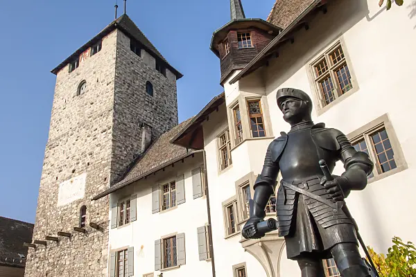 453118 - Palace with memorial of knight Adrian von Bubenberg, Spiez, Switzerland